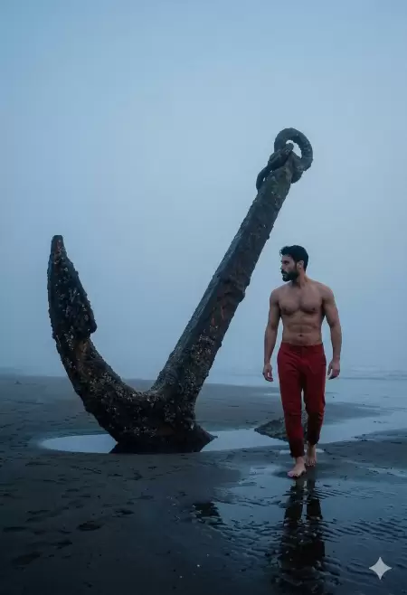 Wandering the Misty Coast with a Colossal Anchor