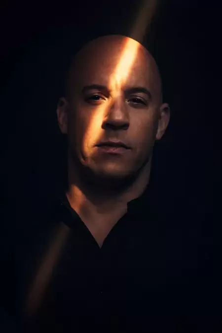 Dramatic lit bald man portrait