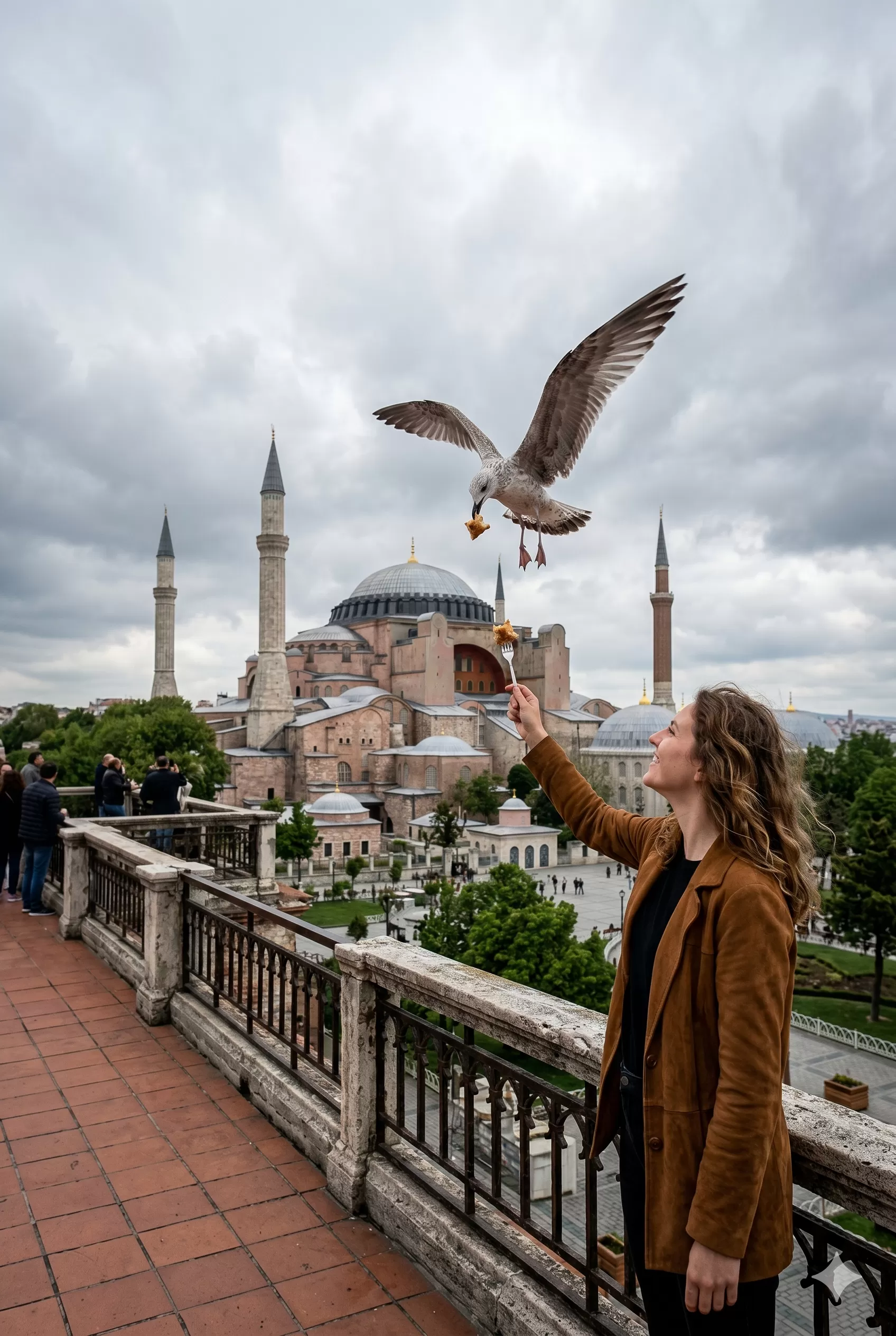 Feeding Seagulls at Hagia Sophia Terrace