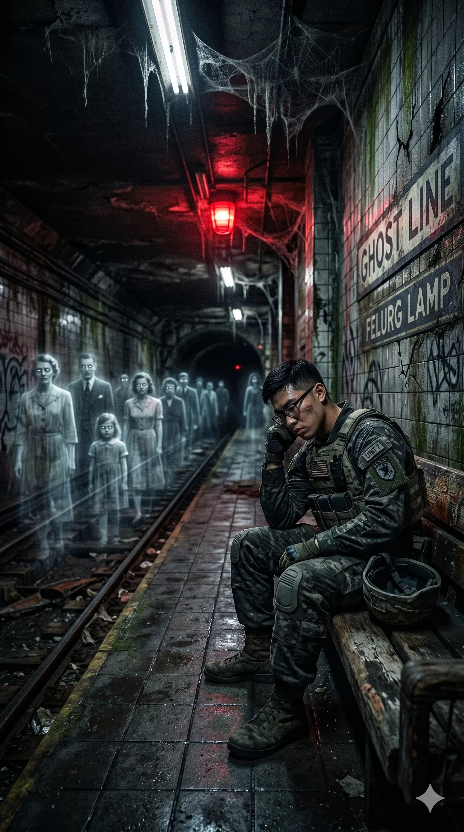 Ghostly Soldier in Abandoned Subway
