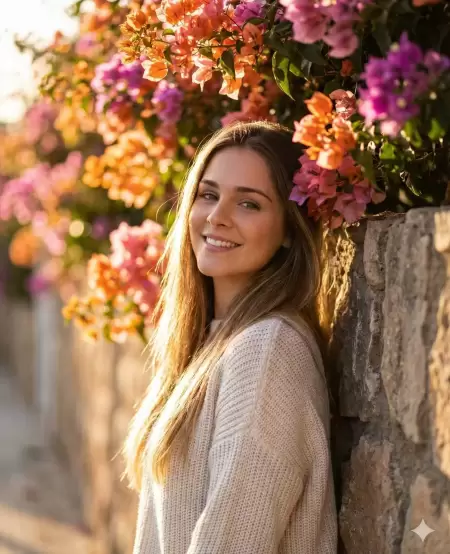 Golden Hour Floral Portre